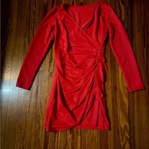 Elegant Red Wrap Dress